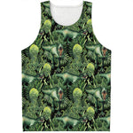 T-Rex Dinosaur And Jurassic Plants Print Men's Tank Top