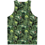 T-Rex Dinosaur And Jurassic Plants Print Men's Tank Top