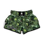 T-Rex Dinosaur And Jurassic Plants Print Muay Thai Boxing Shorts