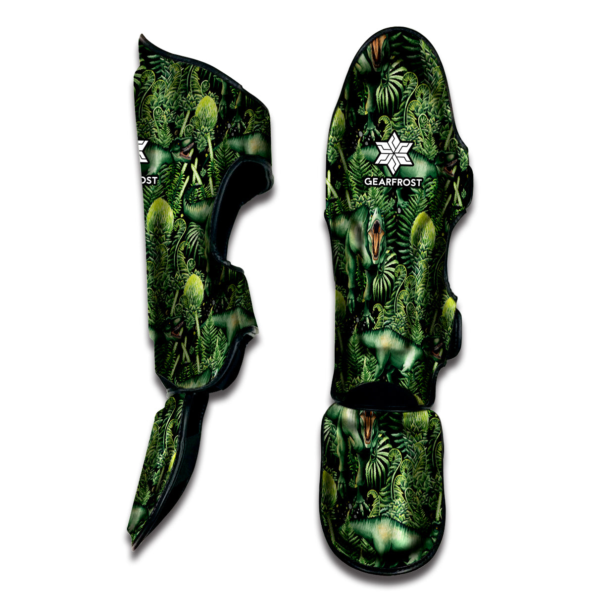 T-Rex Dinosaur And Jurassic Plants Print Muay Thai Shin Guard