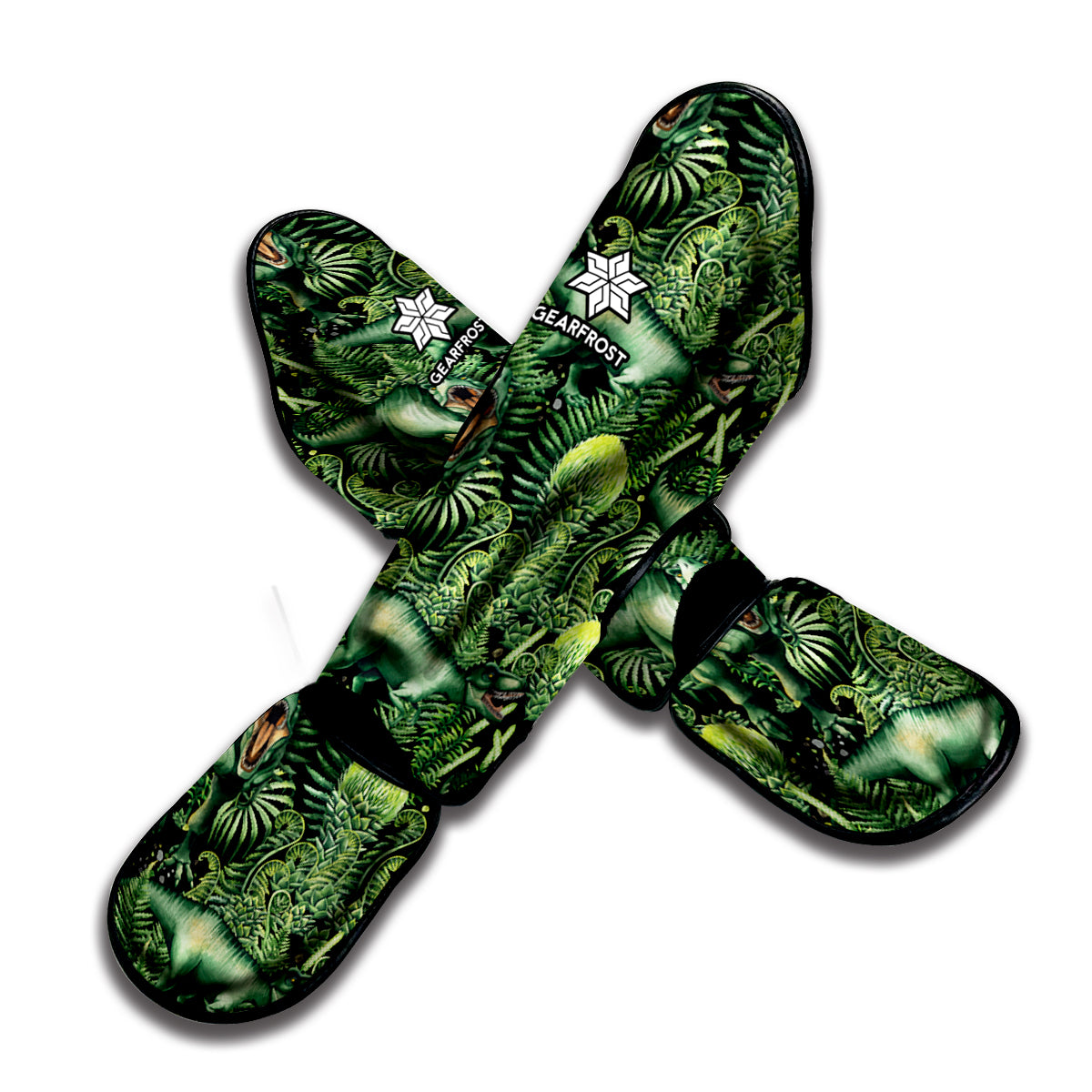 T-Rex Dinosaur And Jurassic Plants Print Muay Thai Shin Guard