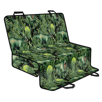 T-Rex Dinosaur And Jurassic Plants Print Pet Car Back Seat Cover