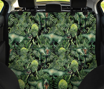 T-Rex Dinosaur And Jurassic Plants Print Pet Car Back Seat Cover