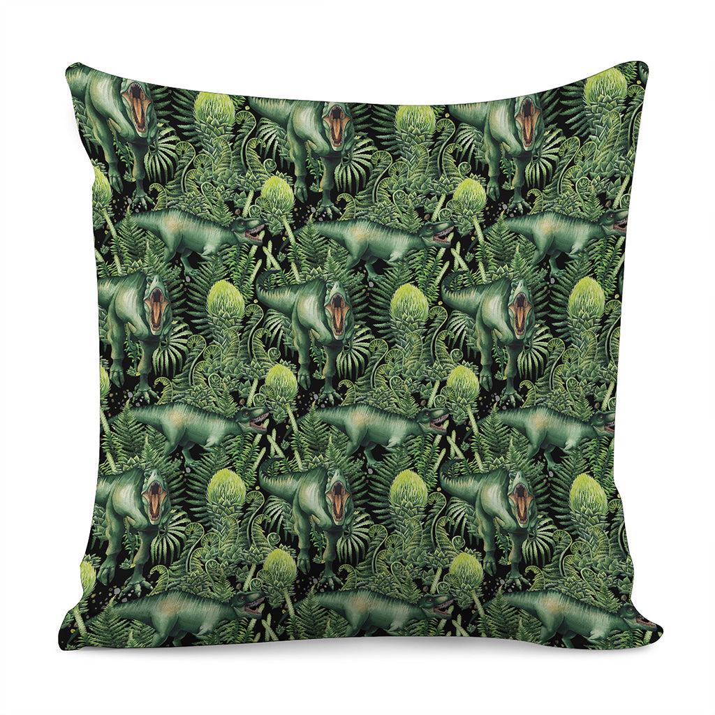 T-Rex Dinosaur And Jurassic Plants Print Pillow Cover