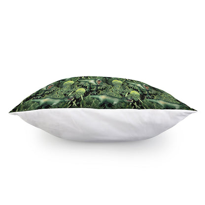 T-Rex Dinosaur And Jurassic Plants Print Pillow Cover