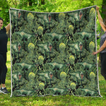 T-Rex Dinosaur And Jurassic Plants Print Quilt