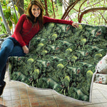 T-Rex Dinosaur And Jurassic Plants Print Quilt