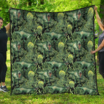 T-Rex Dinosaur And Jurassic Plants Print Quilt