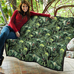 T-Rex Dinosaur And Jurassic Plants Print Quilt