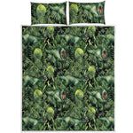 T-Rex Dinosaur And Jurassic Plants Print Quilt Bed Set