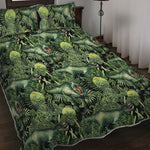 T-Rex Dinosaur And Jurassic Plants Print Quilt Bed Set