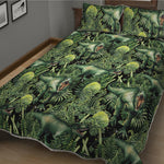 T-Rex Dinosaur And Jurassic Plants Print Quilt Bed Set