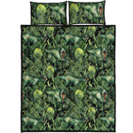 T-Rex Dinosaur And Jurassic Plants Print Quilt Bed Set