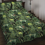 T-Rex Dinosaur And Jurassic Plants Print Quilt Bed Set