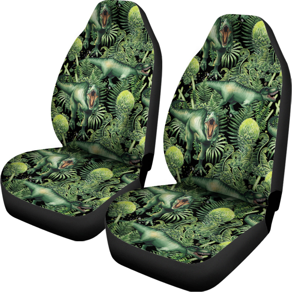 T-Rex Dinosaur And Jurassic Plants Print Universal Fit Car Seat Covers