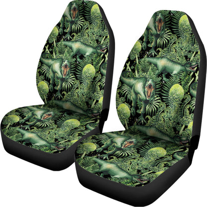 T-Rex Dinosaur And Jurassic Plants Print Universal Fit Car Seat Covers