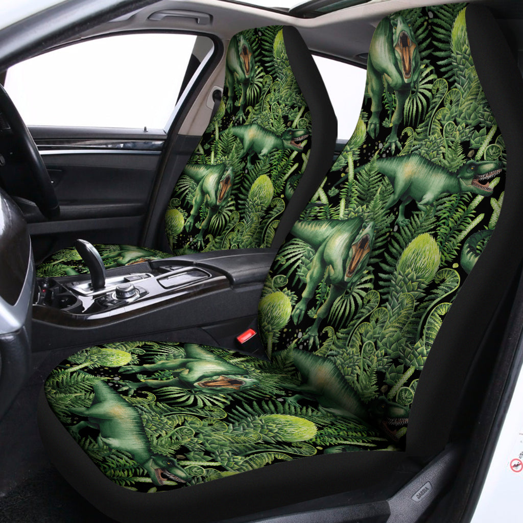 T-Rex Dinosaur And Jurassic Plants Print Universal Fit Car Seat Covers