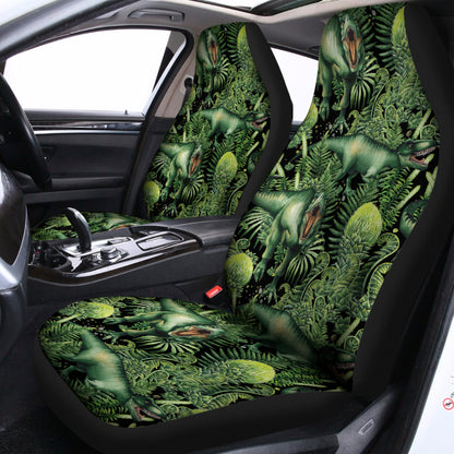 T-Rex Dinosaur And Jurassic Plants Print Universal Fit Car Seat Covers