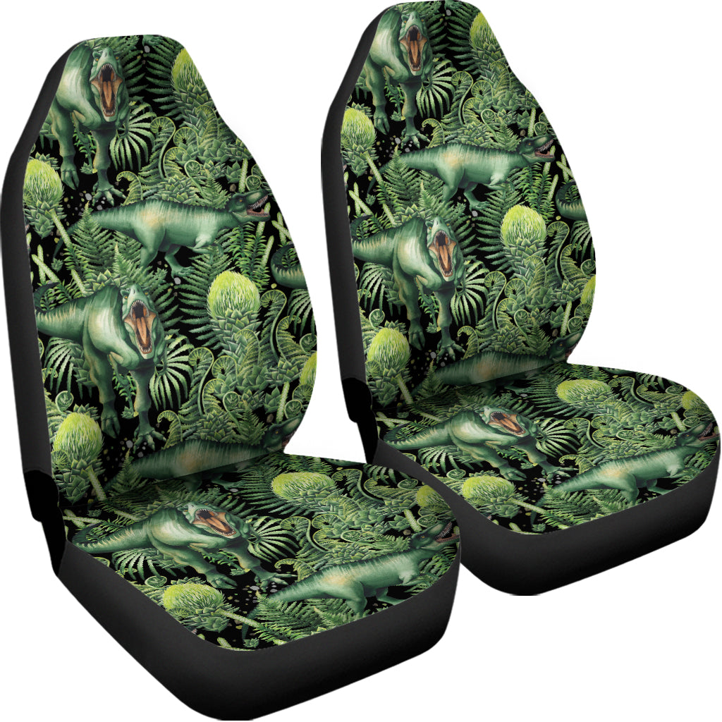 T-Rex Dinosaur And Jurassic Plants Print Universal Fit Car Seat Covers