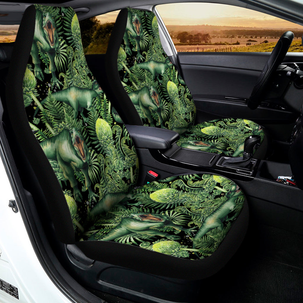 T-Rex Dinosaur And Jurassic Plants Print Universal Fit Car Seat Covers