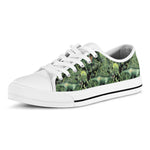T-Rex Dinosaur And Jurassic Plants Print White Low Top Shoes