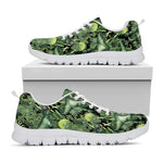 T-Rex Dinosaur And Jurassic Plants Print White Sneakers