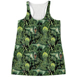 T-Rex Dinosaur And Jurassic Plants Print Women's Racerback Tank Top