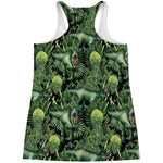 T-Rex Dinosaur And Jurassic Plants Print Women's Racerback Tank Top