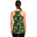 T-Rex Dinosaur And Jurassic Plants Print Women's Racerback Tank Top