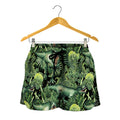 T-Rex Dinosaur And Jurassic Plants Print Women's Shorts