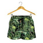 T-Rex Dinosaur And Jurassic Plants Print Women's Shorts