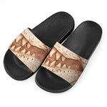 T-Rex Fossil Print Black Slide Sandals