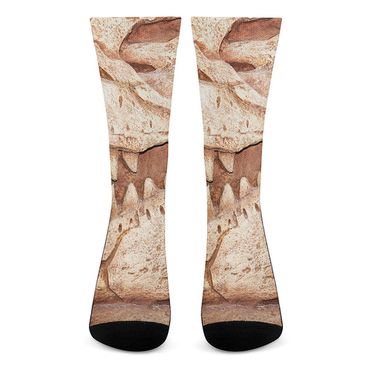 T-Rex Fossil Print Crew Socks