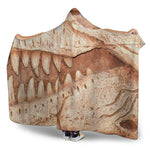 T-Rex Fossil Print Hooded Blanket