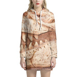 T-Rex Fossil Print Hoodie Dress
