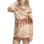 T-Rex Fossil Print Hoodie Dress