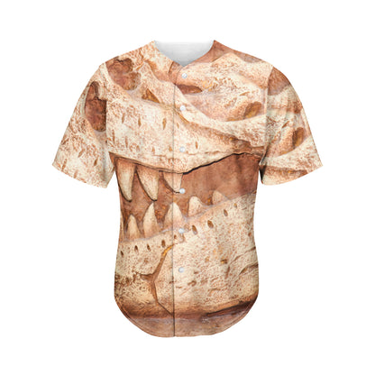 T-Rex Fossil Print Men's Baseball Jersey
