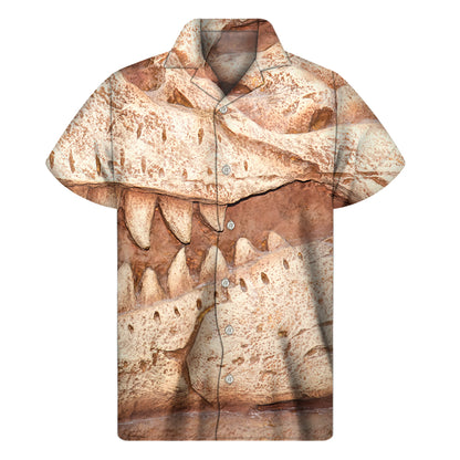 T-Rex Fossil Print Men's Short Sleeve Shirt