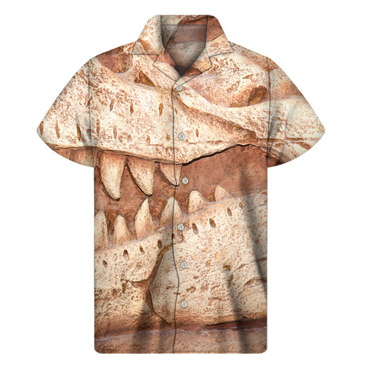 T-Rex Fossil Print Men's Short Sleeve Shirt
