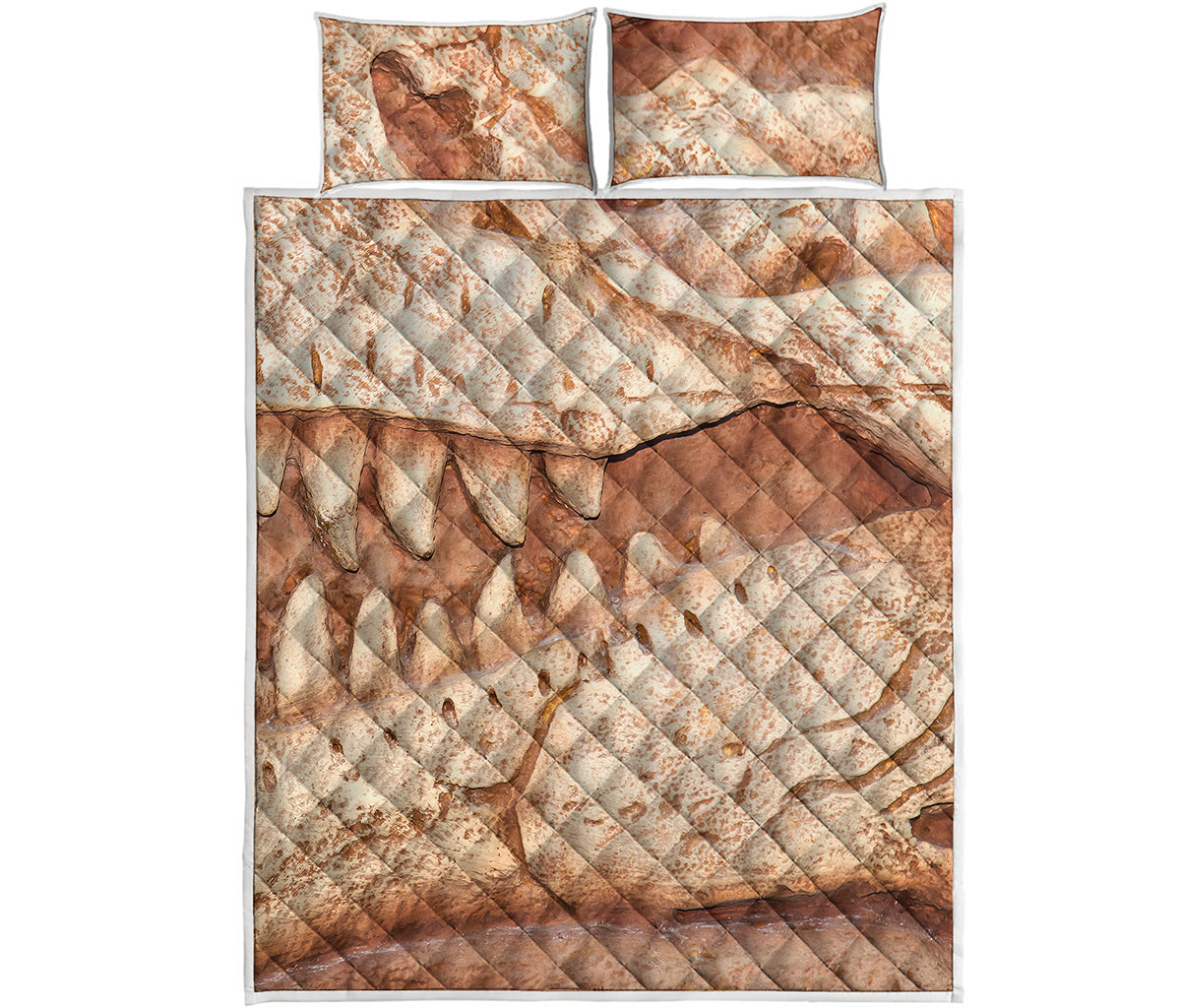 T-Rex Fossil Print Quilt Bed Set