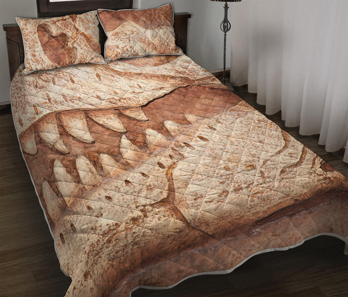 T-Rex Fossil Print Quilt Bed Set