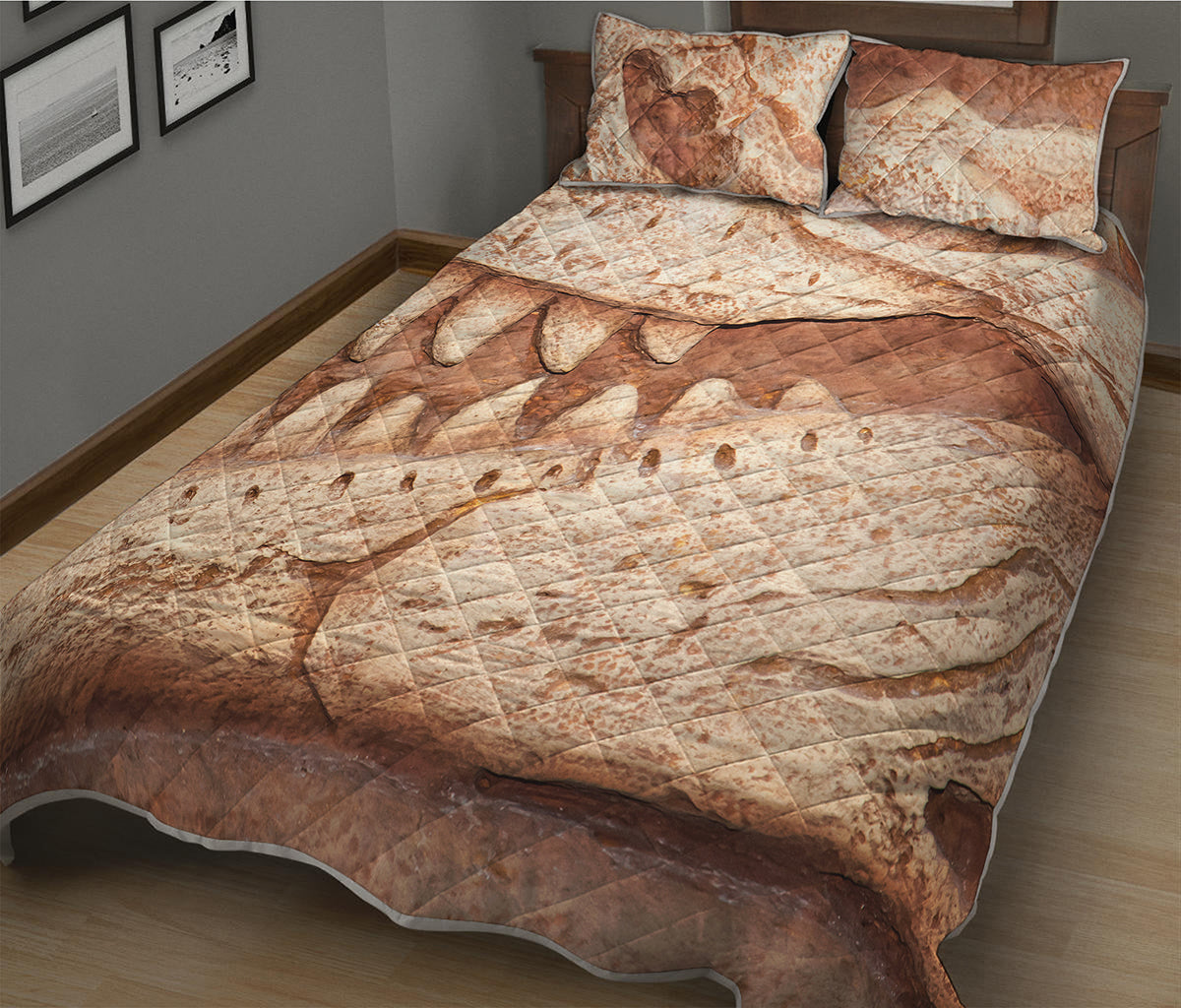T-Rex Fossil Print Quilt Bed Set