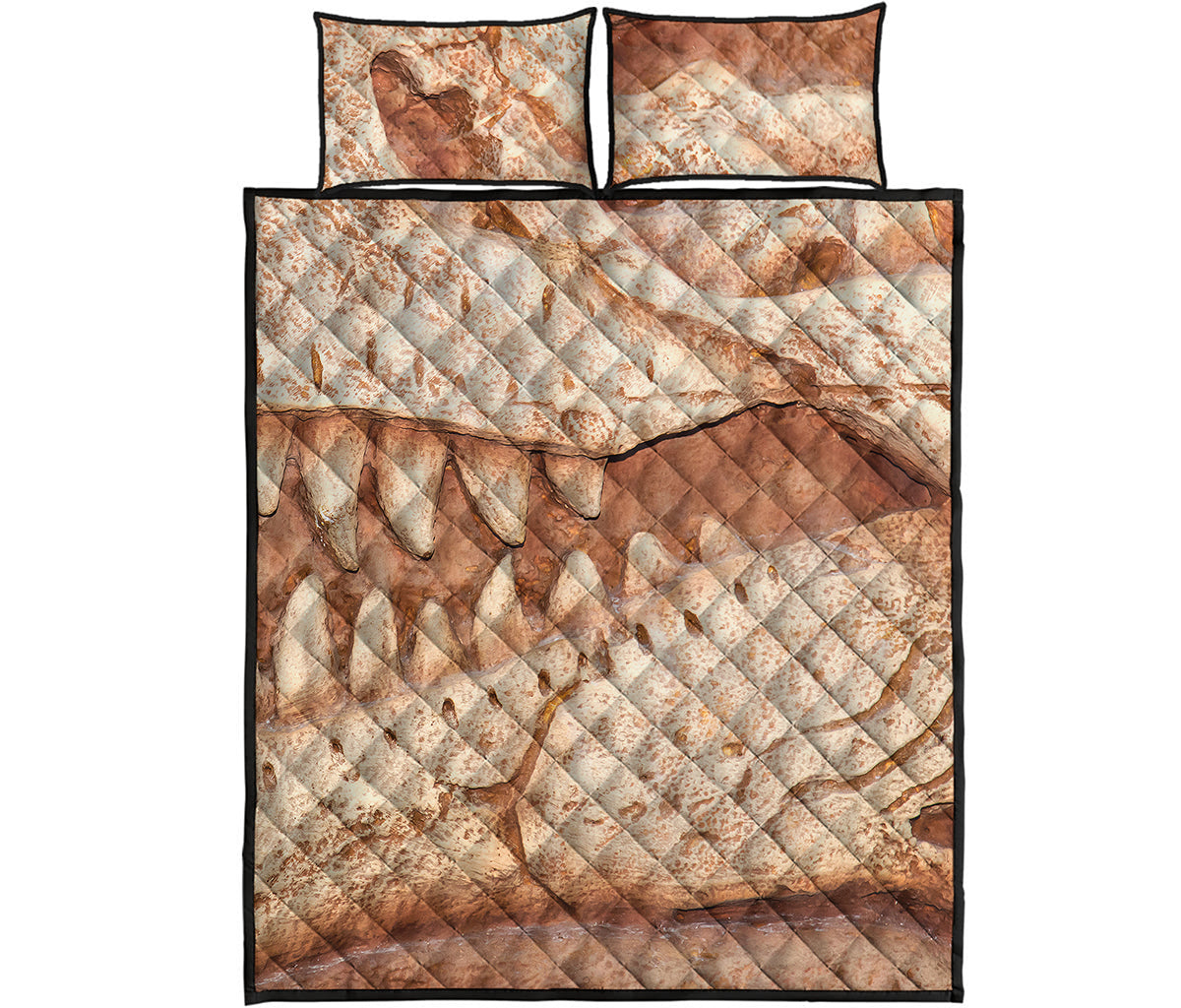 T-Rex Fossil Print Quilt Bed Set