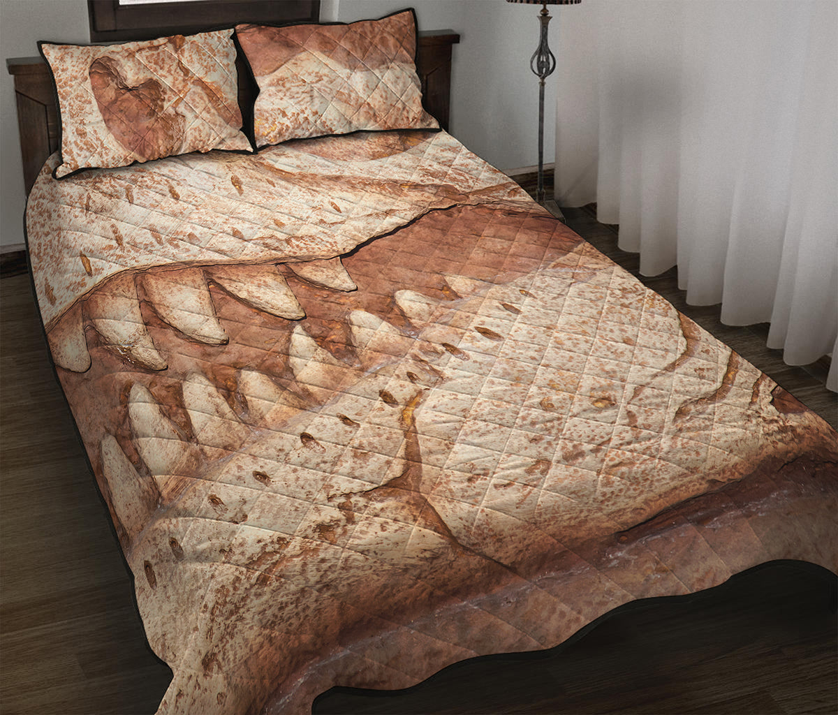 T-Rex Fossil Print Quilt Bed Set