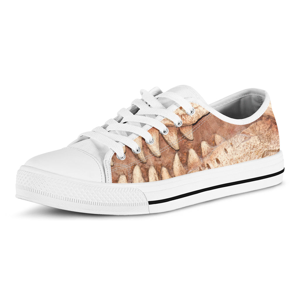 T-Rex Fossil Print White Low Top Shoes