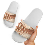 T-Rex Fossil Print White Slide Sandals