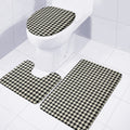 Tan And Black Houndstooth Pattern Print 3 Piece Bath Mat Set