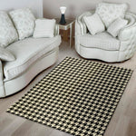 Tan And Black Houndstooth Pattern Print Area Rug