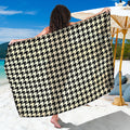 Tan And Black Houndstooth Pattern Print Beach Sarong Wrap