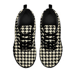 Tan And Black Houndstooth Pattern Print Black Sneakers